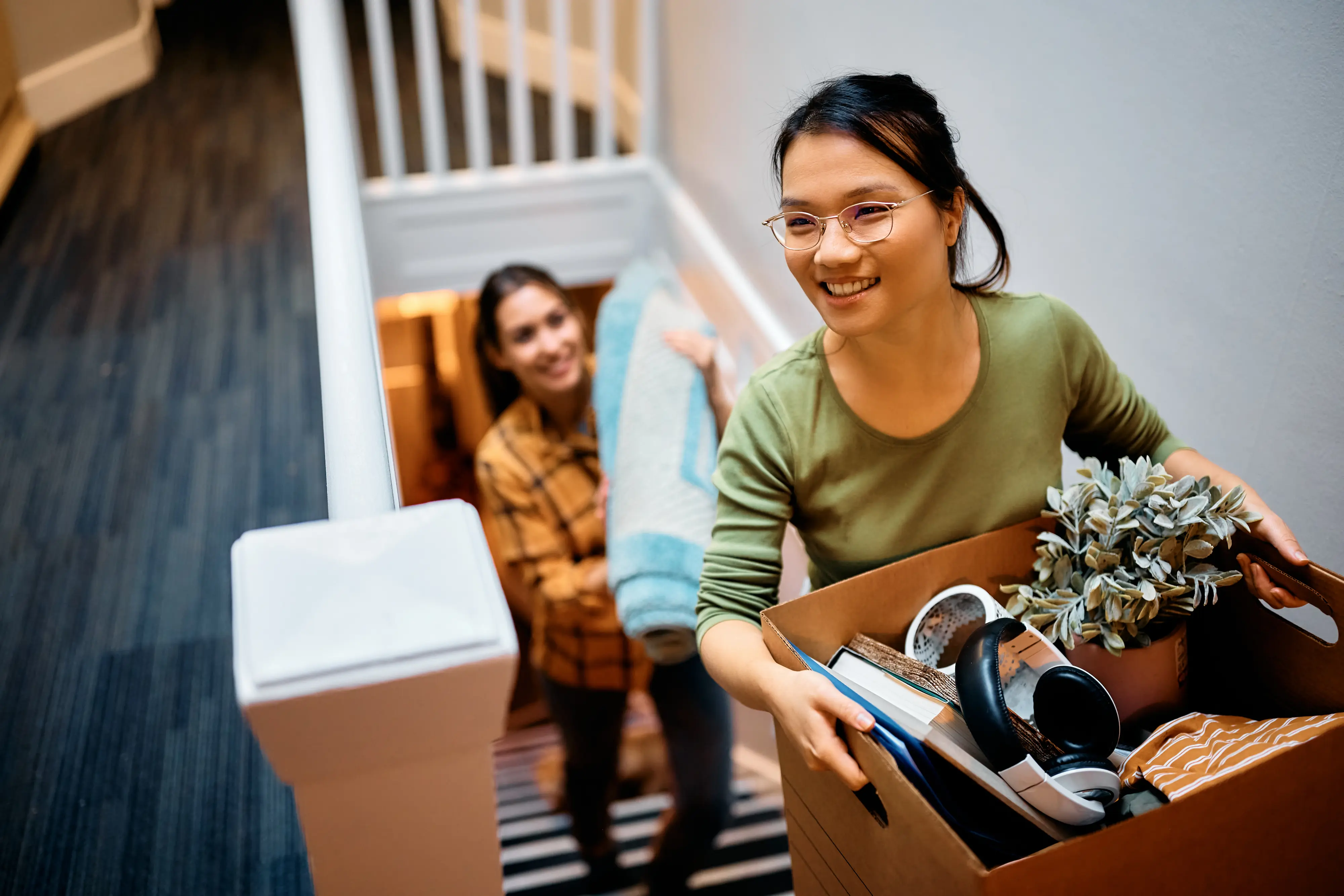Student Walking Upstairs Moving In