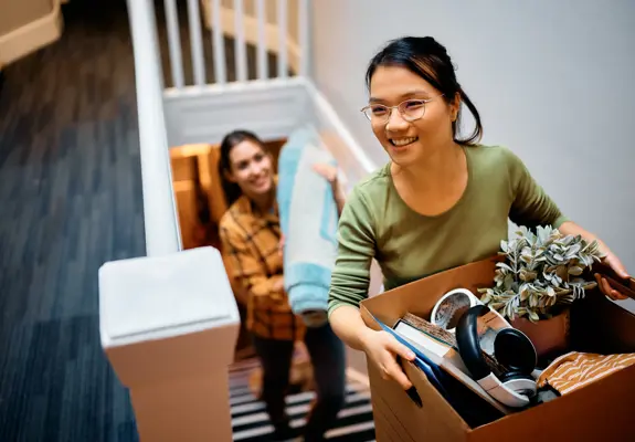 Student Walking Upstairs Moving In